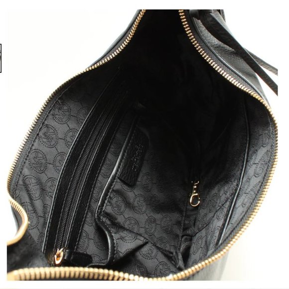 Michael Kors - Rhea Shoulder Bag Medium Black Leather Gold Tone Hardware - Picture 2 of 7